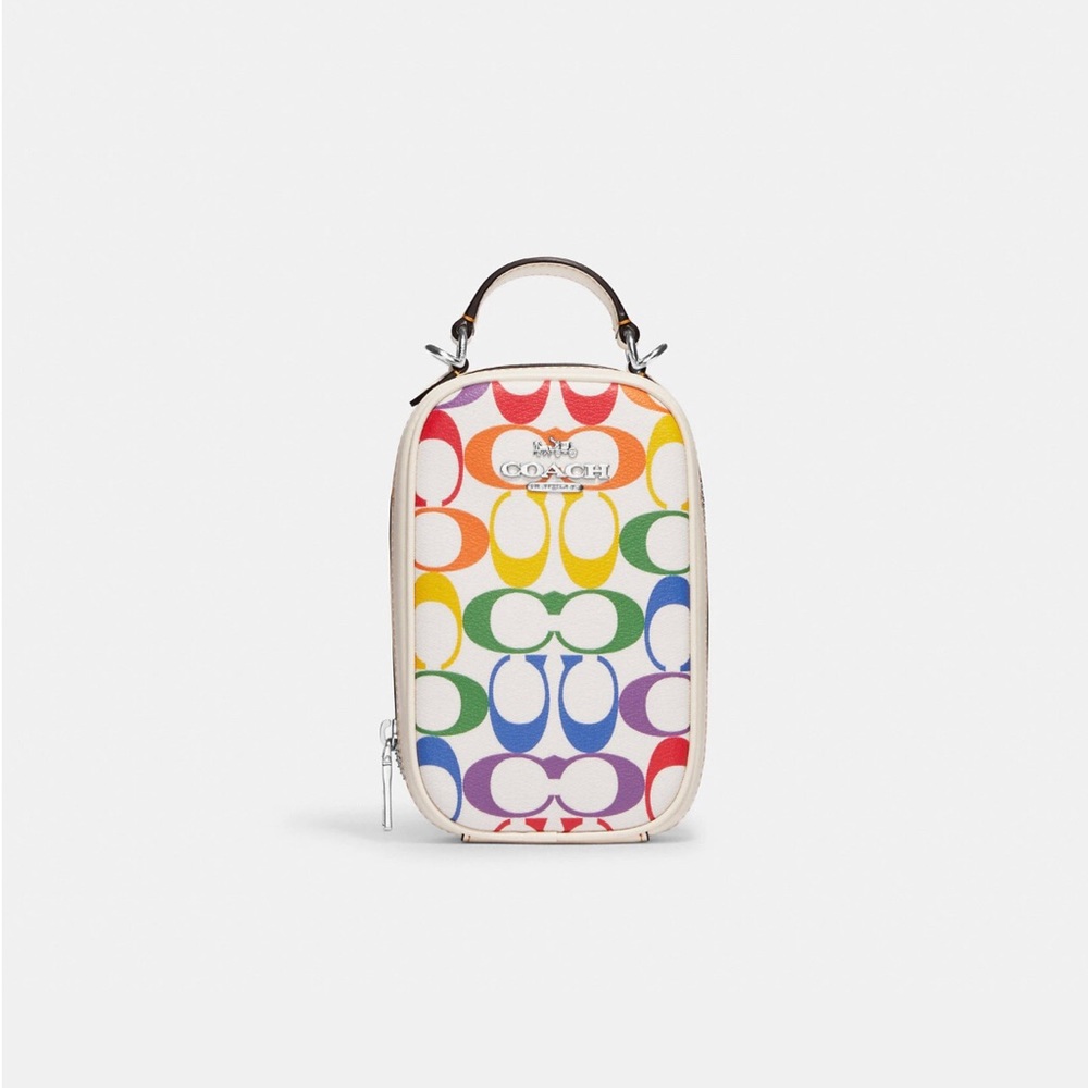 🟣NWT COACH Eva Phone Crossbody In Rainbow Signature Canvas. 2023 Tech Bag! - Picture 8 of 12